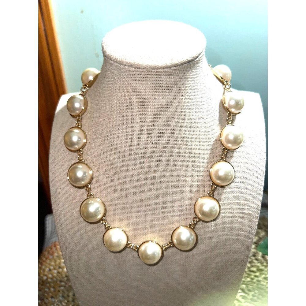 Glass Pearl Coin Necklace Vintage -- NWTS